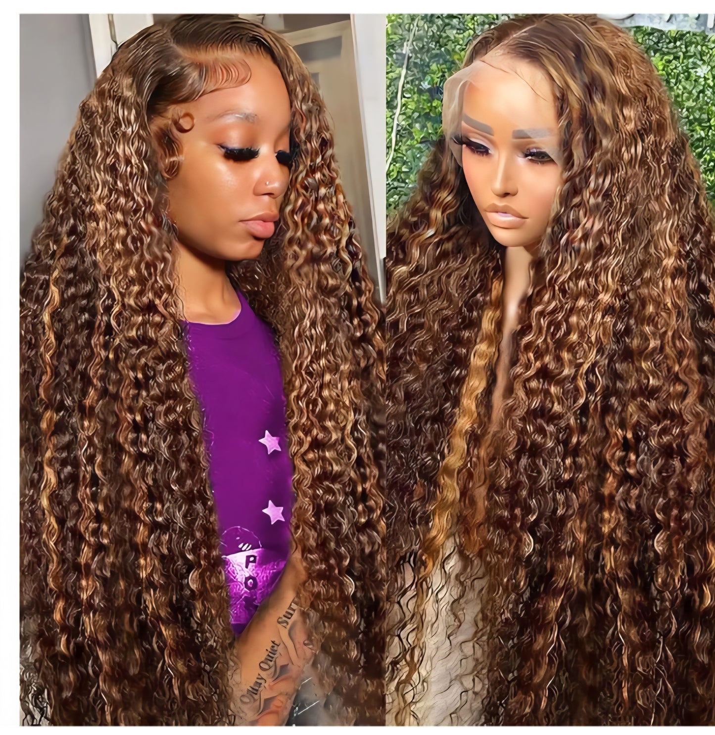 13x6 highlight Deep Wave Lace Front Wigs Human Hair 210% Density Deep curly hair.