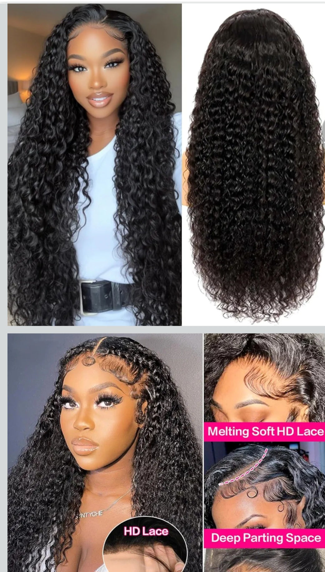 30-inch deep wave lace front wigs human hair